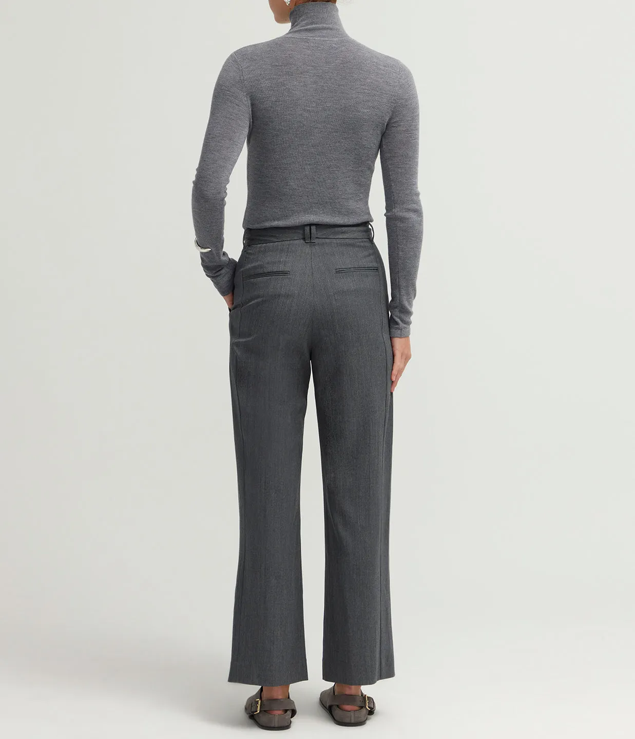Wynter Mock Neck Top in Grey Melange